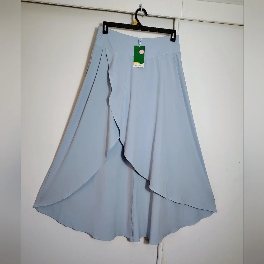 NWT Halara Breezeful 2-in-1 maxi skort high waist Asimetrica light blue ballad L - Picture 2 of 14